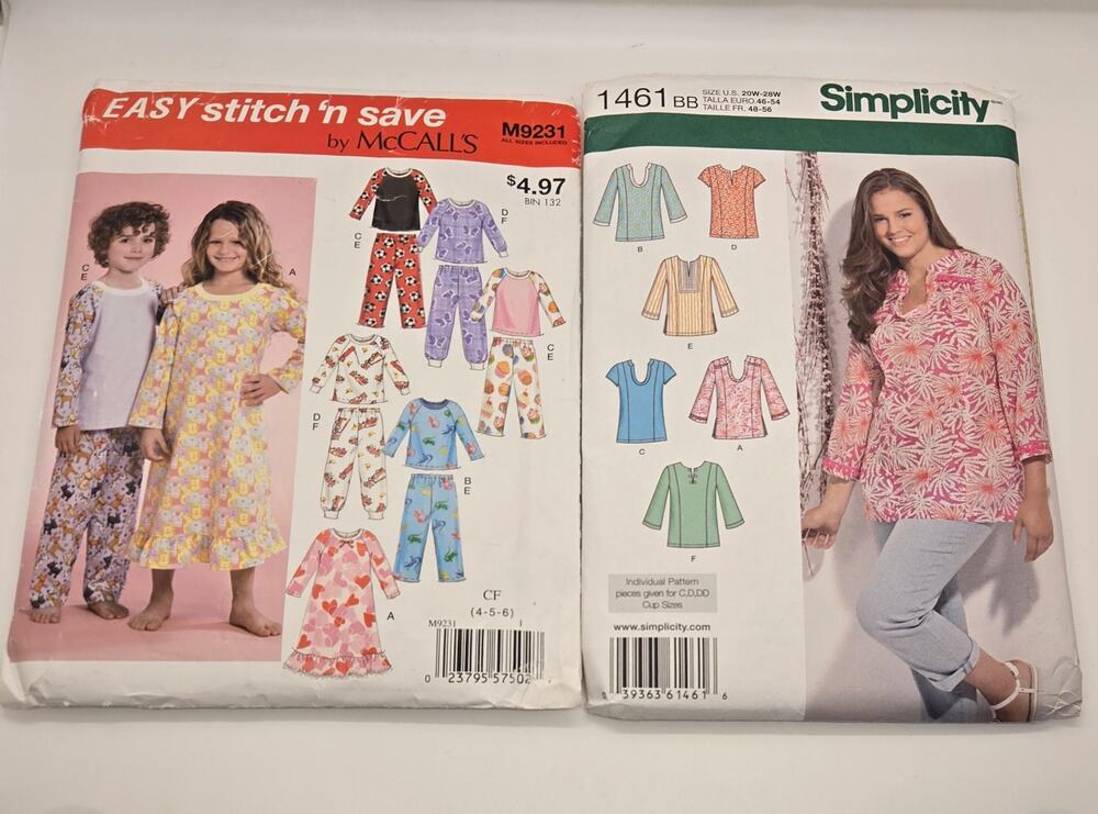 Sewing Patterns Lot of 2 McCalls M9231-Cut Simplicity 1461-Uncut